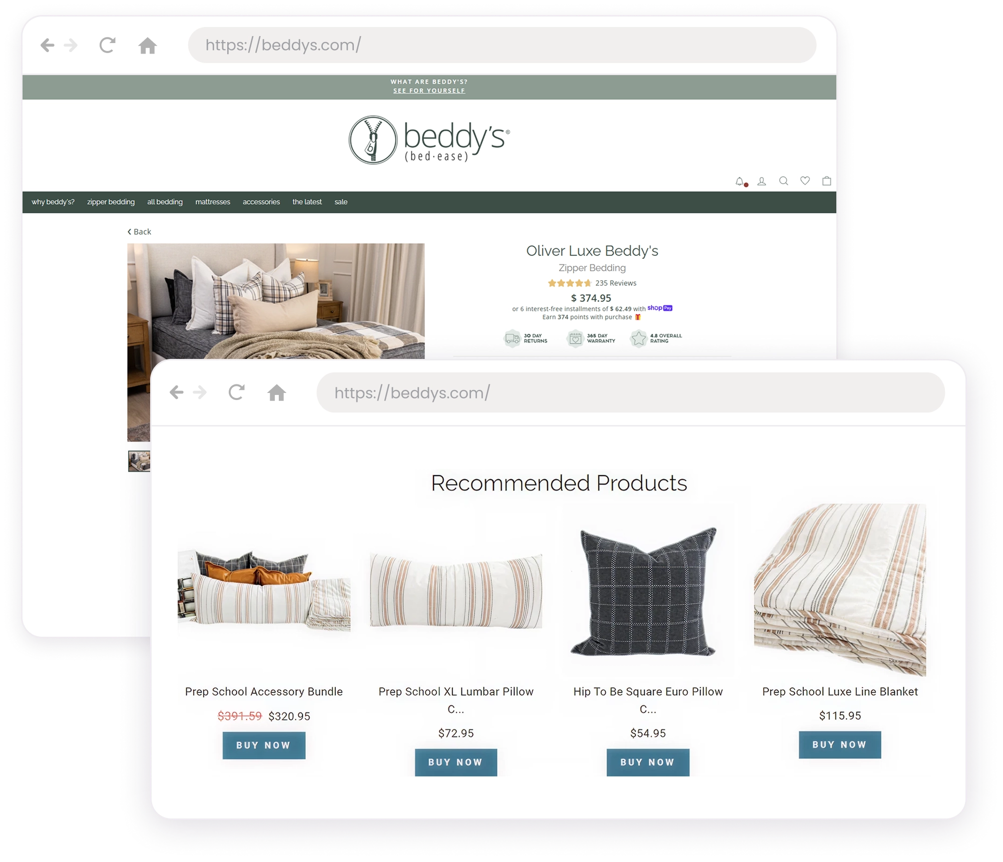 Product page recommendations