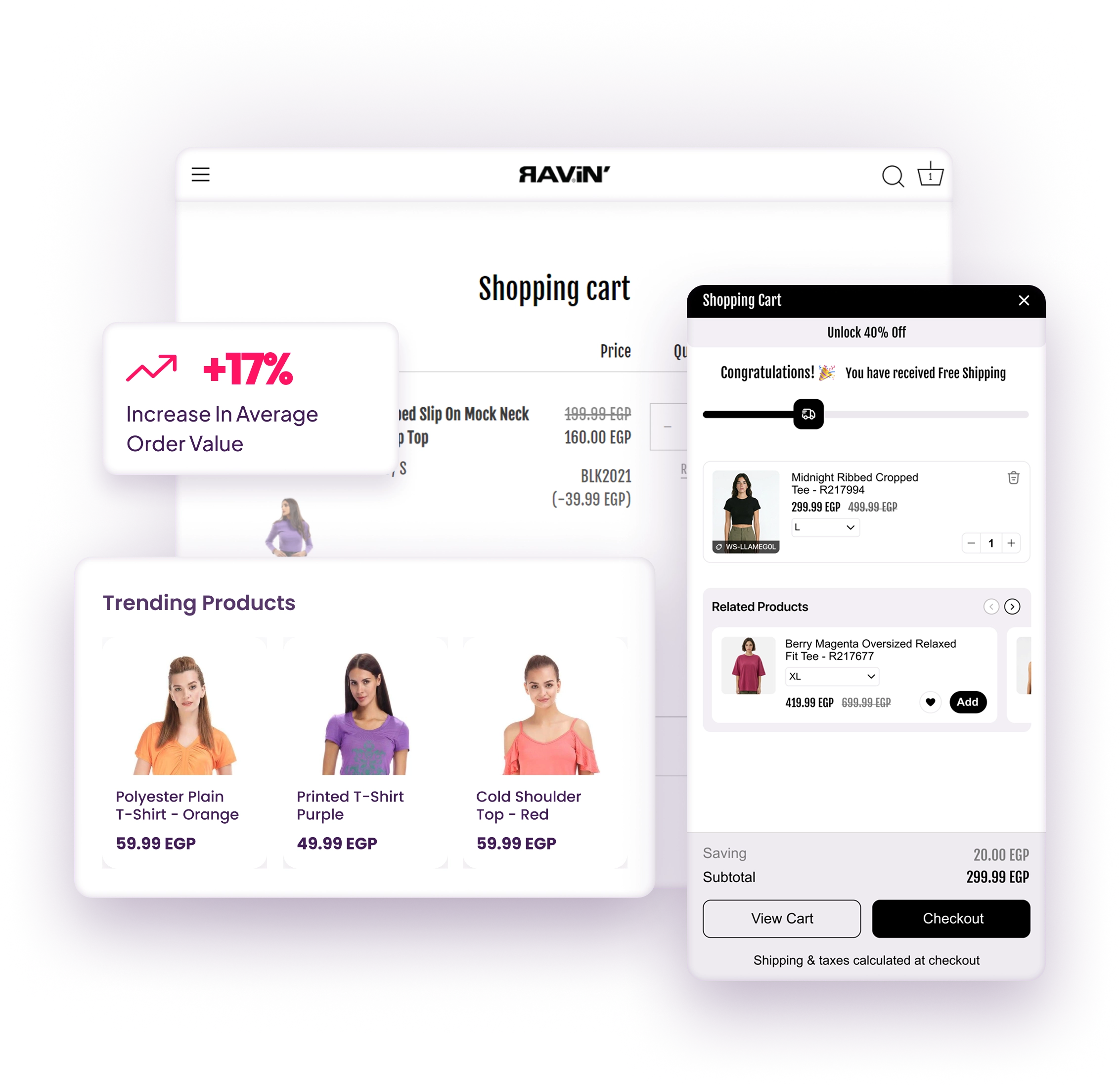 Cart page and cart drawer product recommendations for Shopify