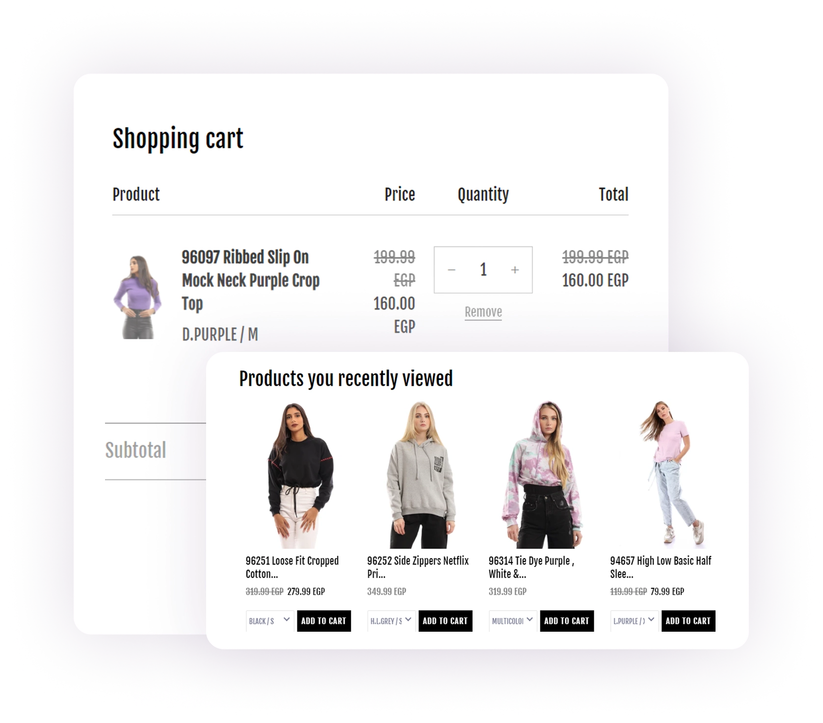 Cart page recommendations