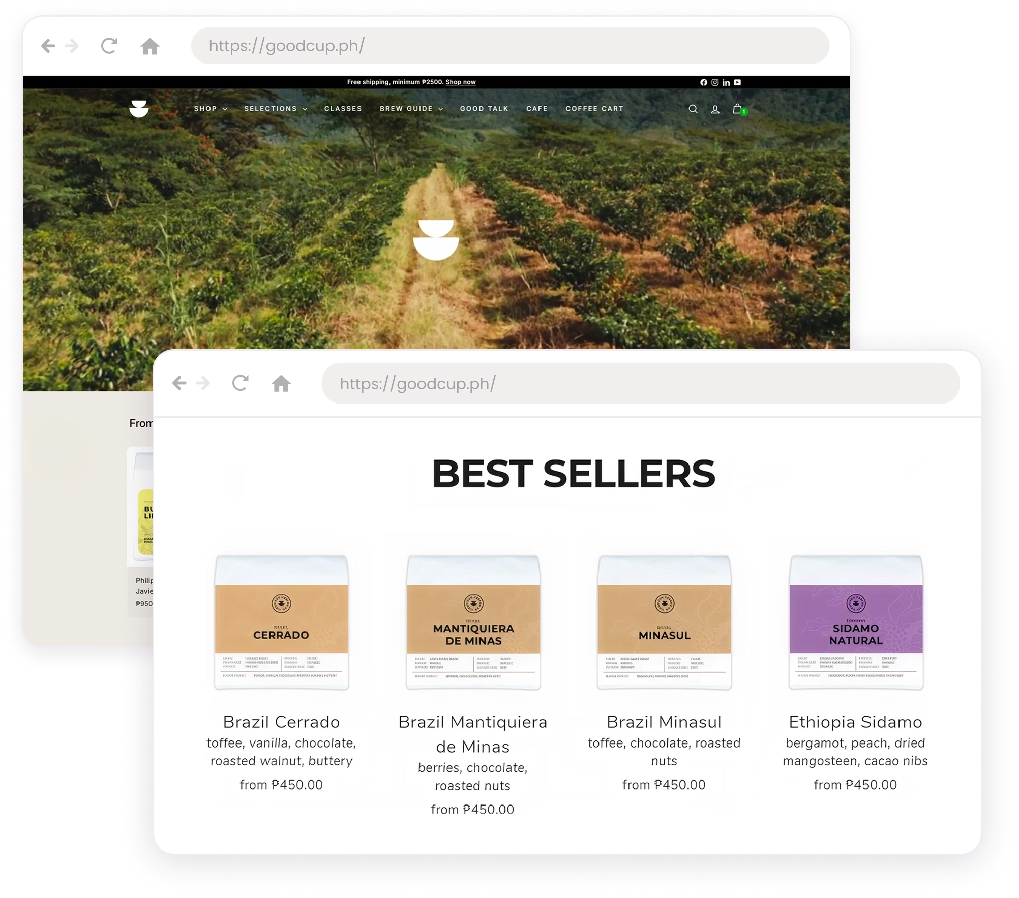 Best sellers on home page