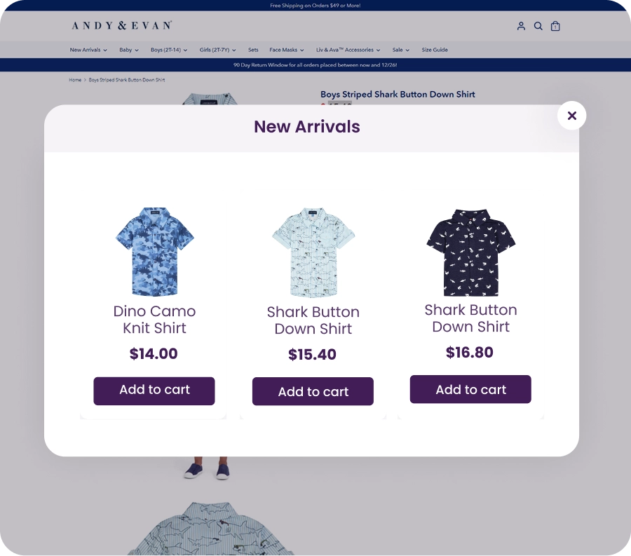 On the product page