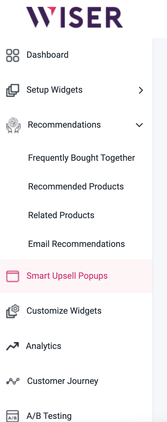 shopify app - wiser for product recommendations on popup
