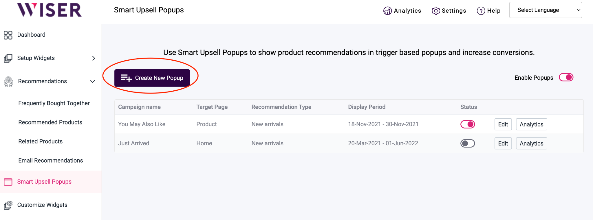 how to display product recommendations on popup