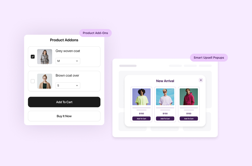 Product add ons AI Product recommendations Shopify