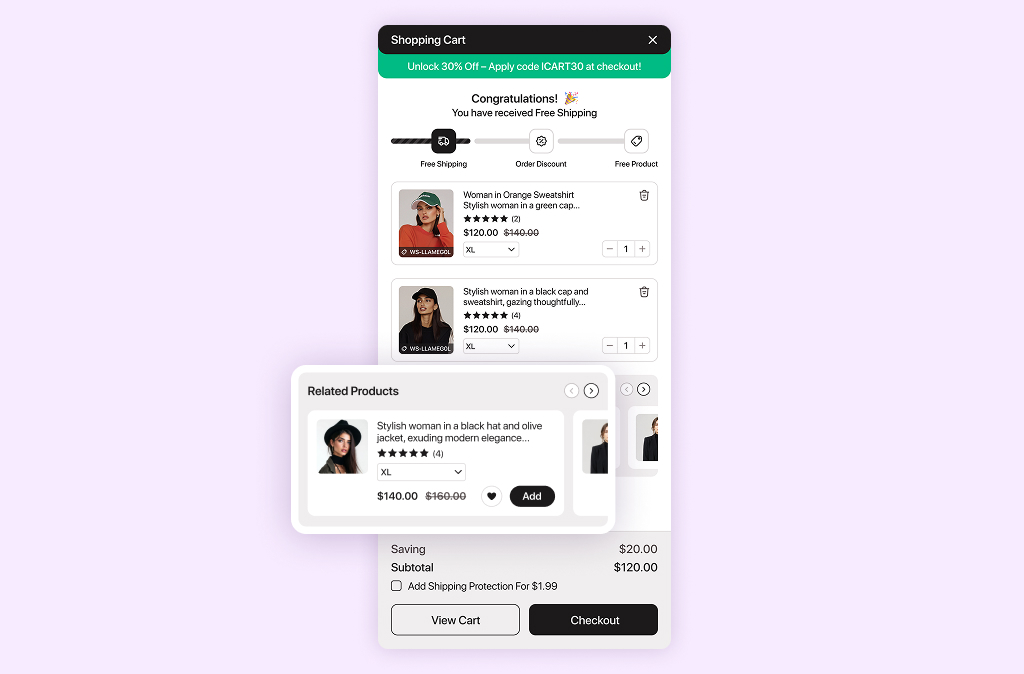 Cart Drawer Ai product recommendations Shopify App