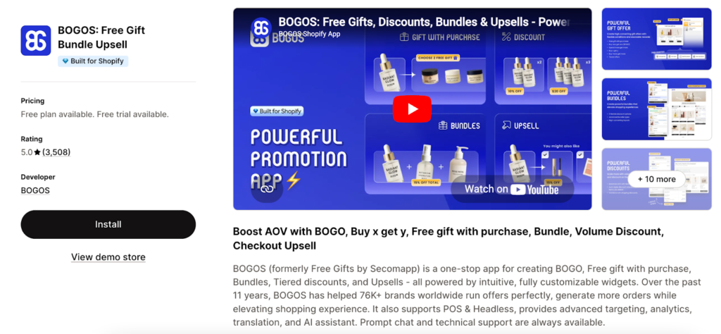 BOGOS - Best Shopify Apps for Building Product Bundle Builder page