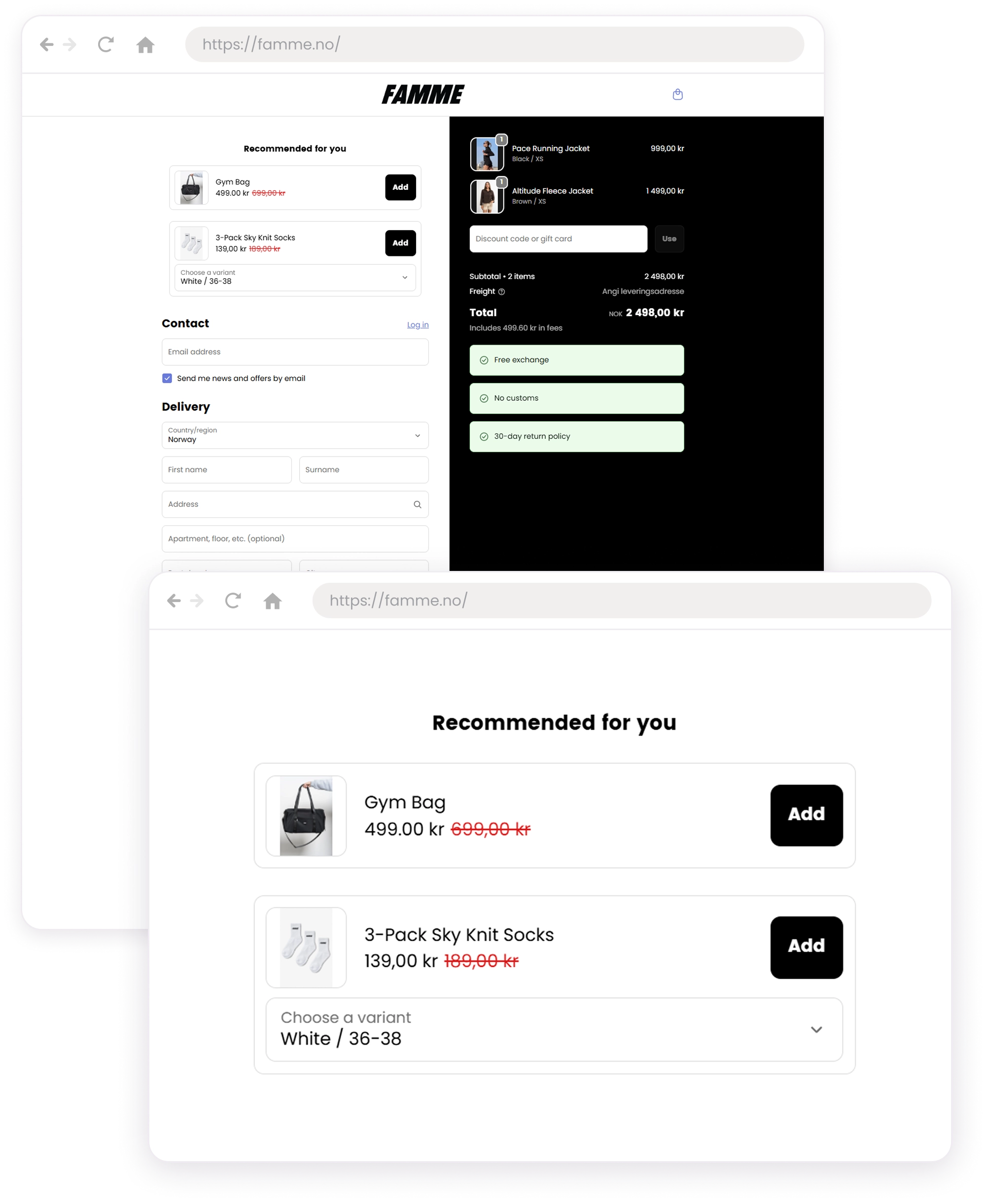 Checkout page upsell results