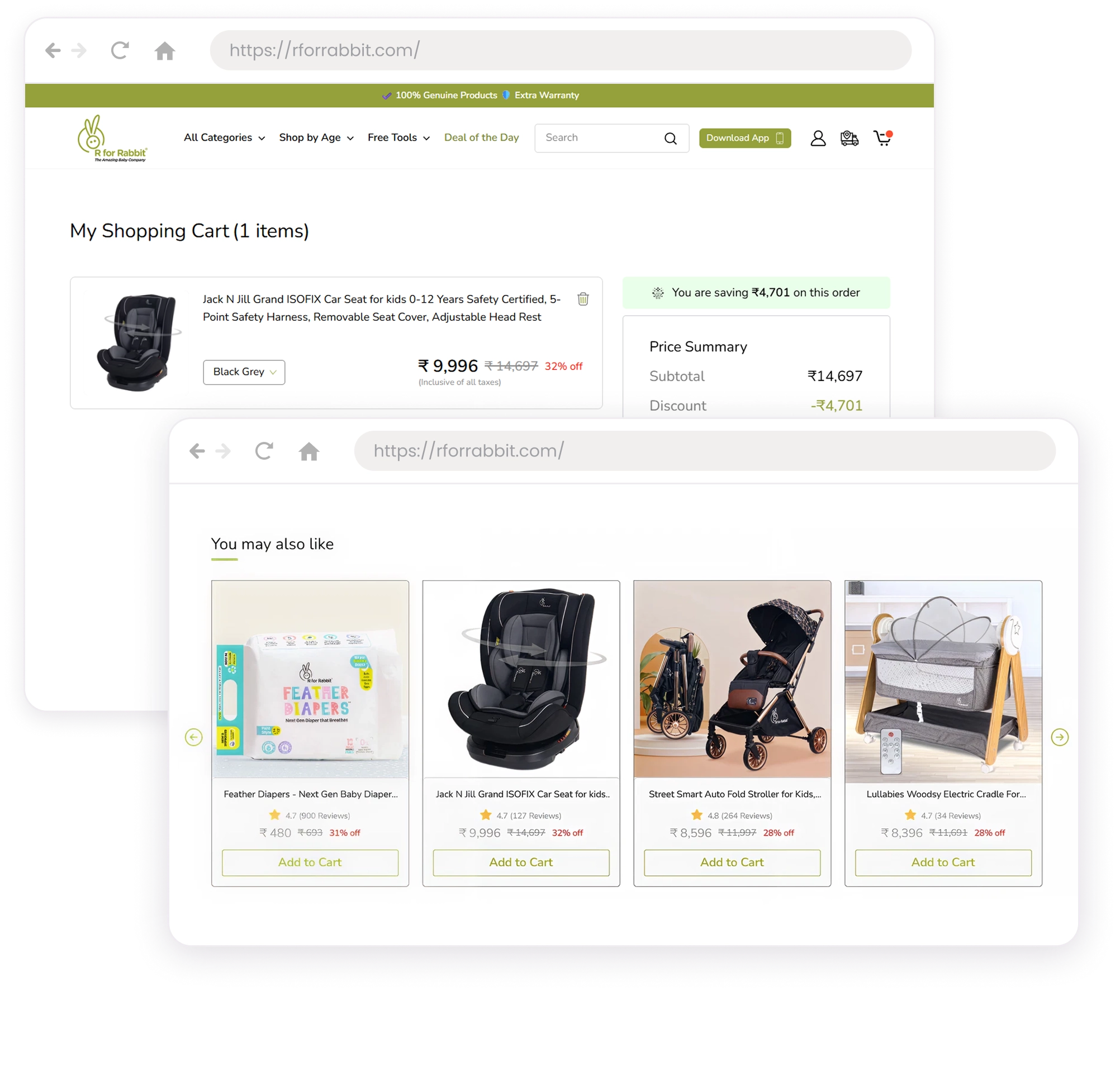 Cart page recommendations