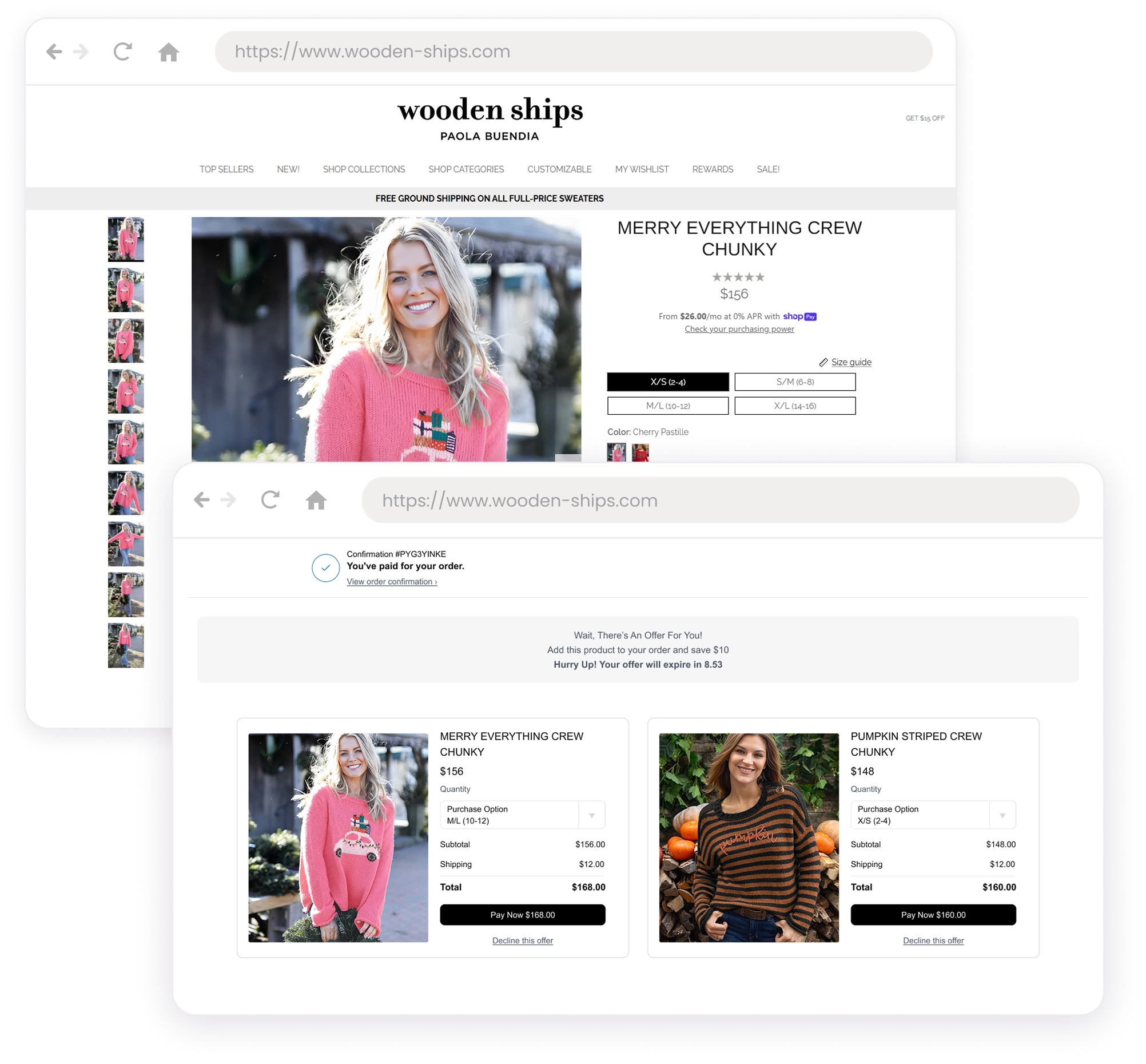 Post-purchase upsells