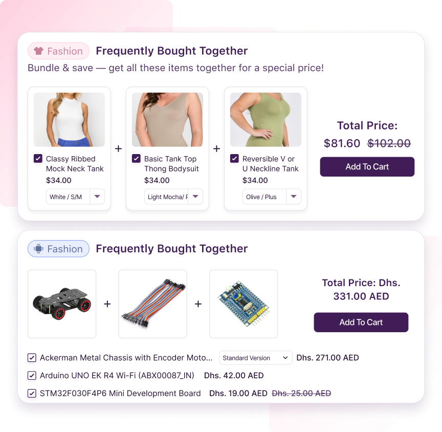 Display personalized recommendations on cart page